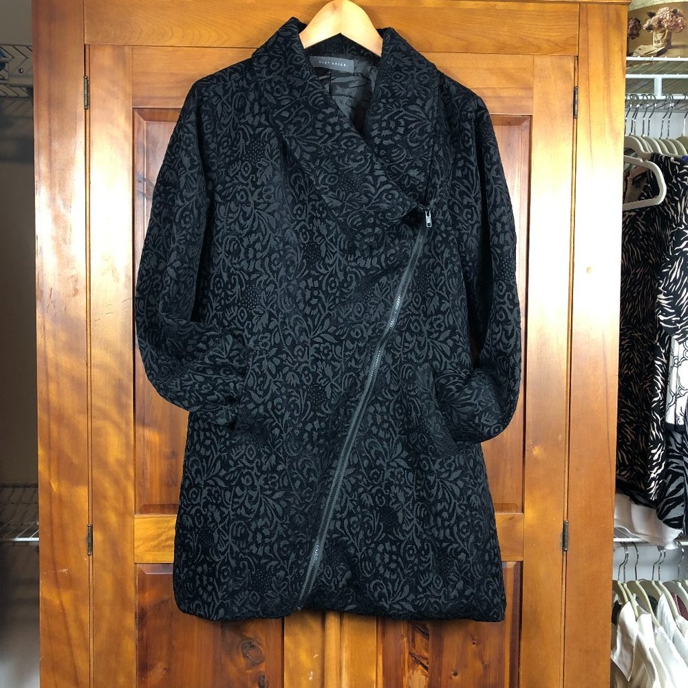 Longline Asymmetrical Lagenlook Velvet Scroll Design Jacket Fairy Grunge Goth